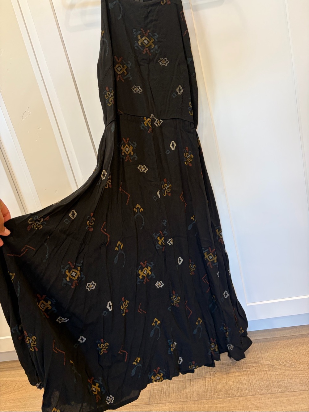 Bel Kazan Floral Black Maxi Dress, Size M